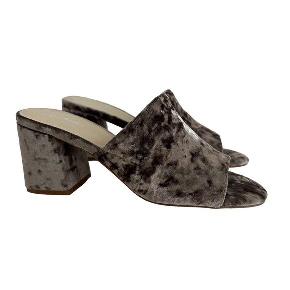 Seychelles Velvet Commute Block Heel Mules‎ Sandals Size 9.5 Gray Dressy Party - Picture 1 of 10